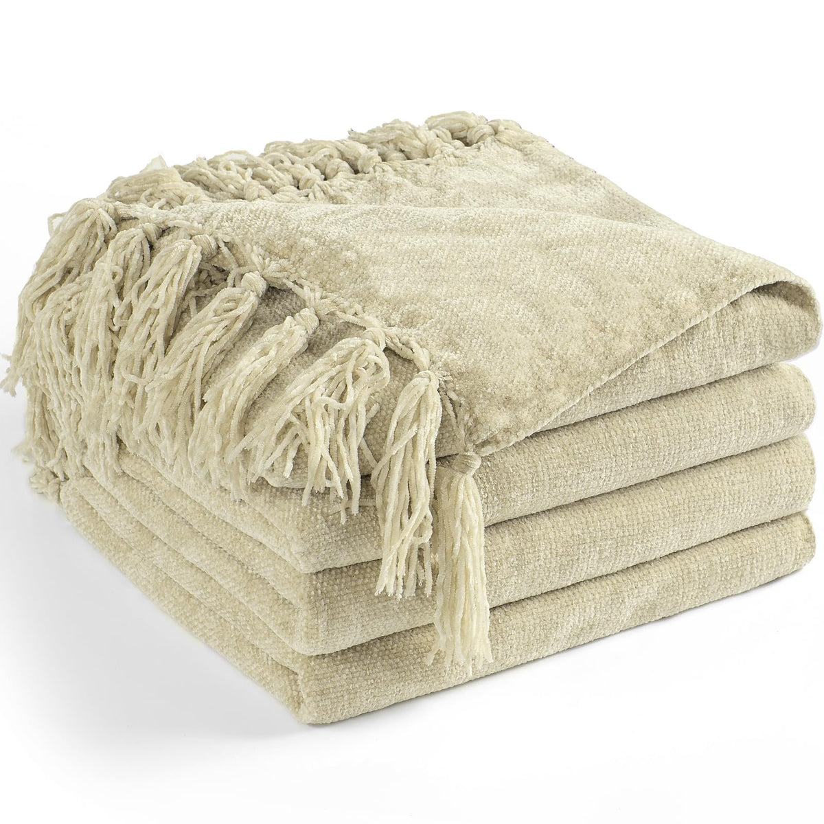 Chenille Throw Blanket for Couch 50" x 60", Olive Green