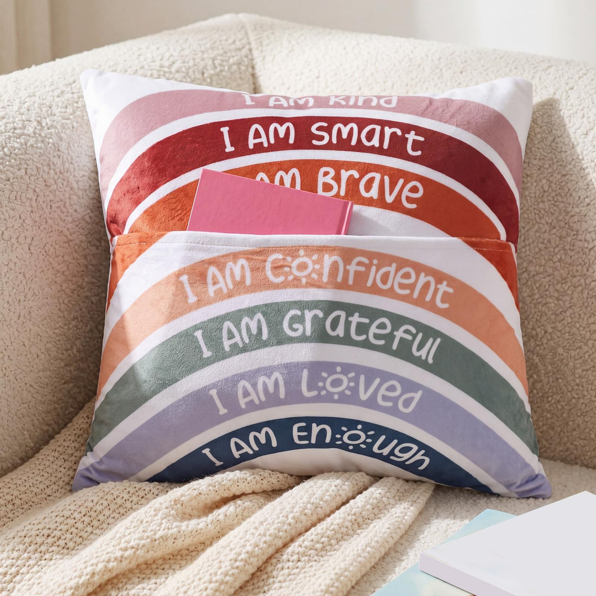 18 x 18 Inch This is My Reading Pillow with Flower