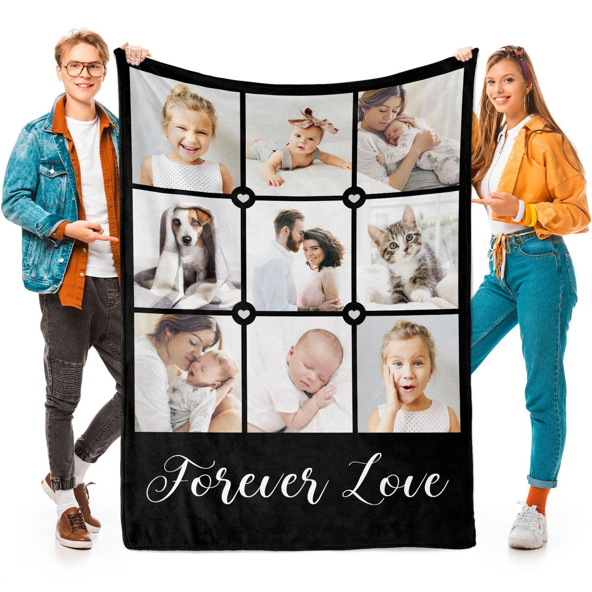 Printwoo Custom Blanket with Picture Customized Thow Blankets Personalized Blanket Customizable Blanket Photo Blankets Customize Gifts for Girlfriend Boyfriend Wife Husband Mom Couple