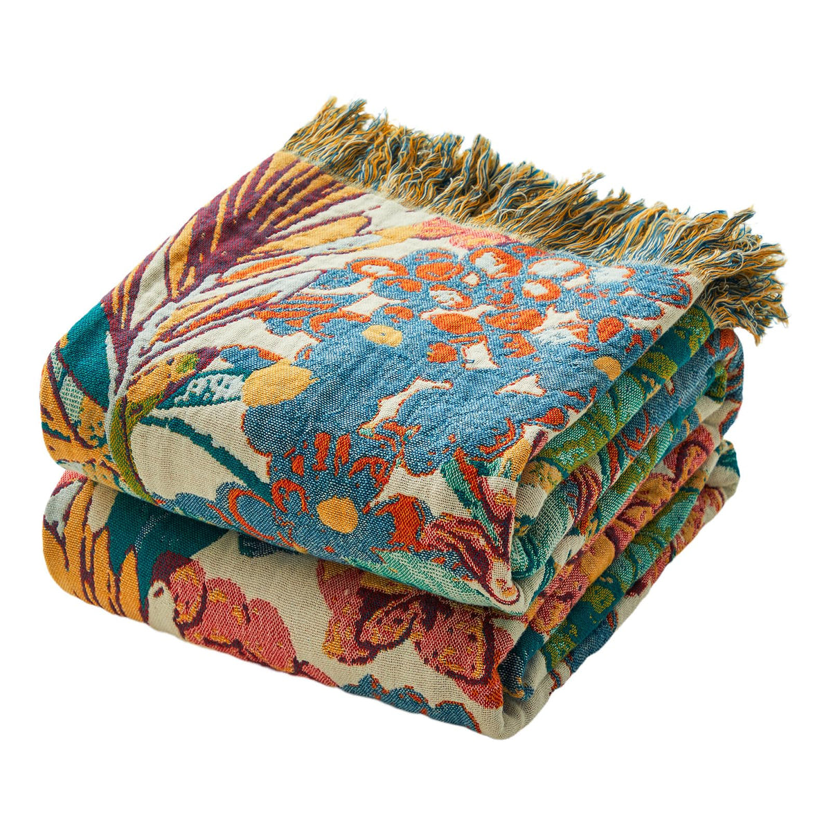 MSGKV Boho Throw Blanket 50"x60" Cotton Throw for Couch Sofa, Floral Quilt