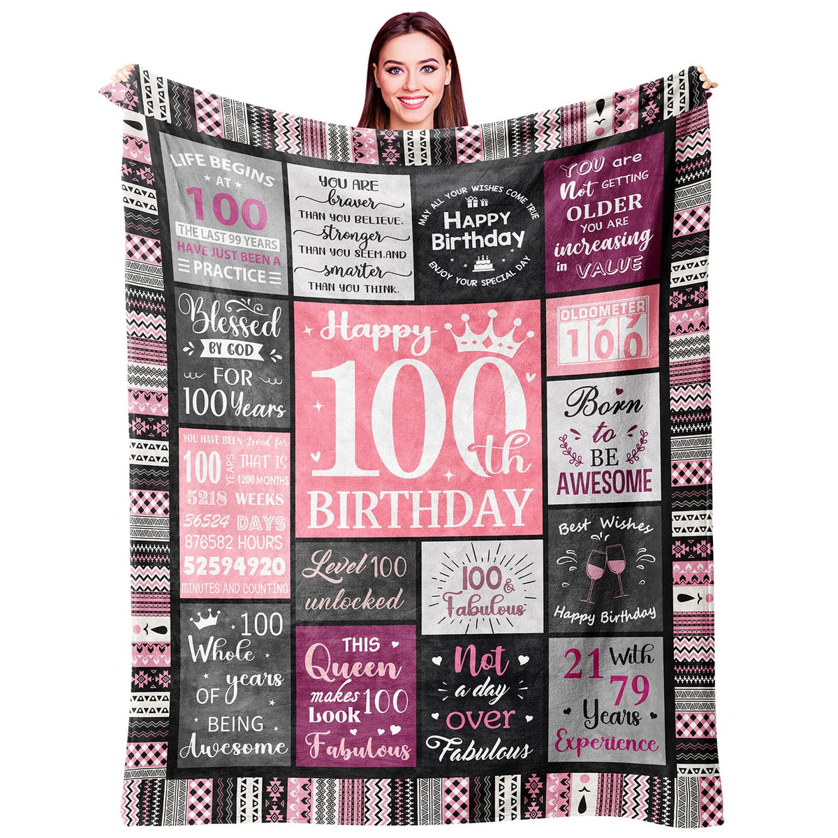 Ivivis Birthday Gifts for Women Girls Throw Blanket 60"X50", Happy Birthday Decorations for Woman, Gifts for Women Birthdays Unique, Womens Bday Gift Ideas for Her Friend Mom Sister Grandma Wife