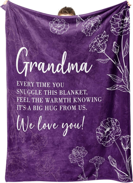 GiltGlimmer Grandma Gifts, Grandma Floral Blanket 50" x 60", Purple