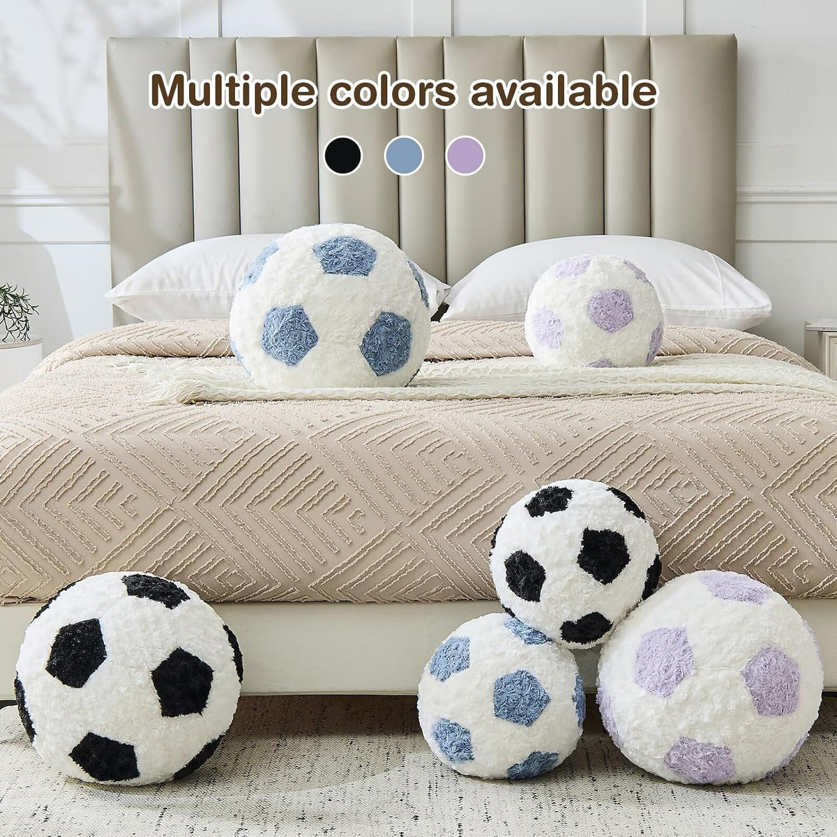 Soccer Throw Pillow Black Round Football Ball Pillow Soccer Plush Pillows Aesthetic Home Decor Soccer Ball Decorative Pillow Soft Soccer Ball for Bed Couth