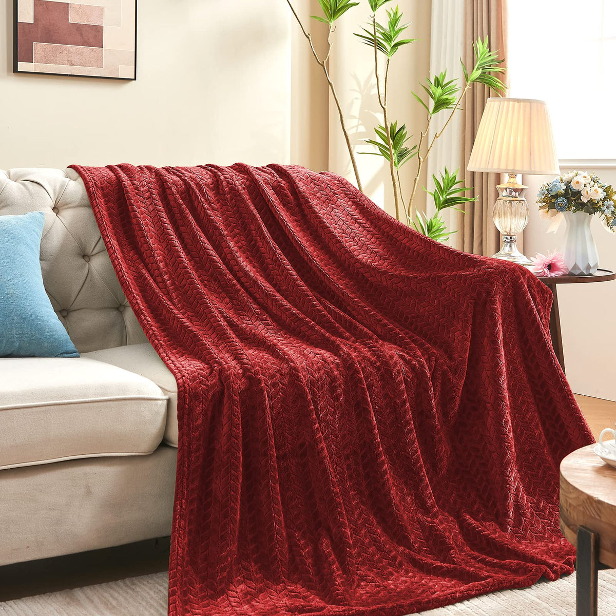 Inhand Fleece Throw Blanket, Super Soft Flannel Cozy for Adults, Washable Lightweight for Couch, Sofa, Bed, Office, Warm Plush for All Season, Green, 50"×60"