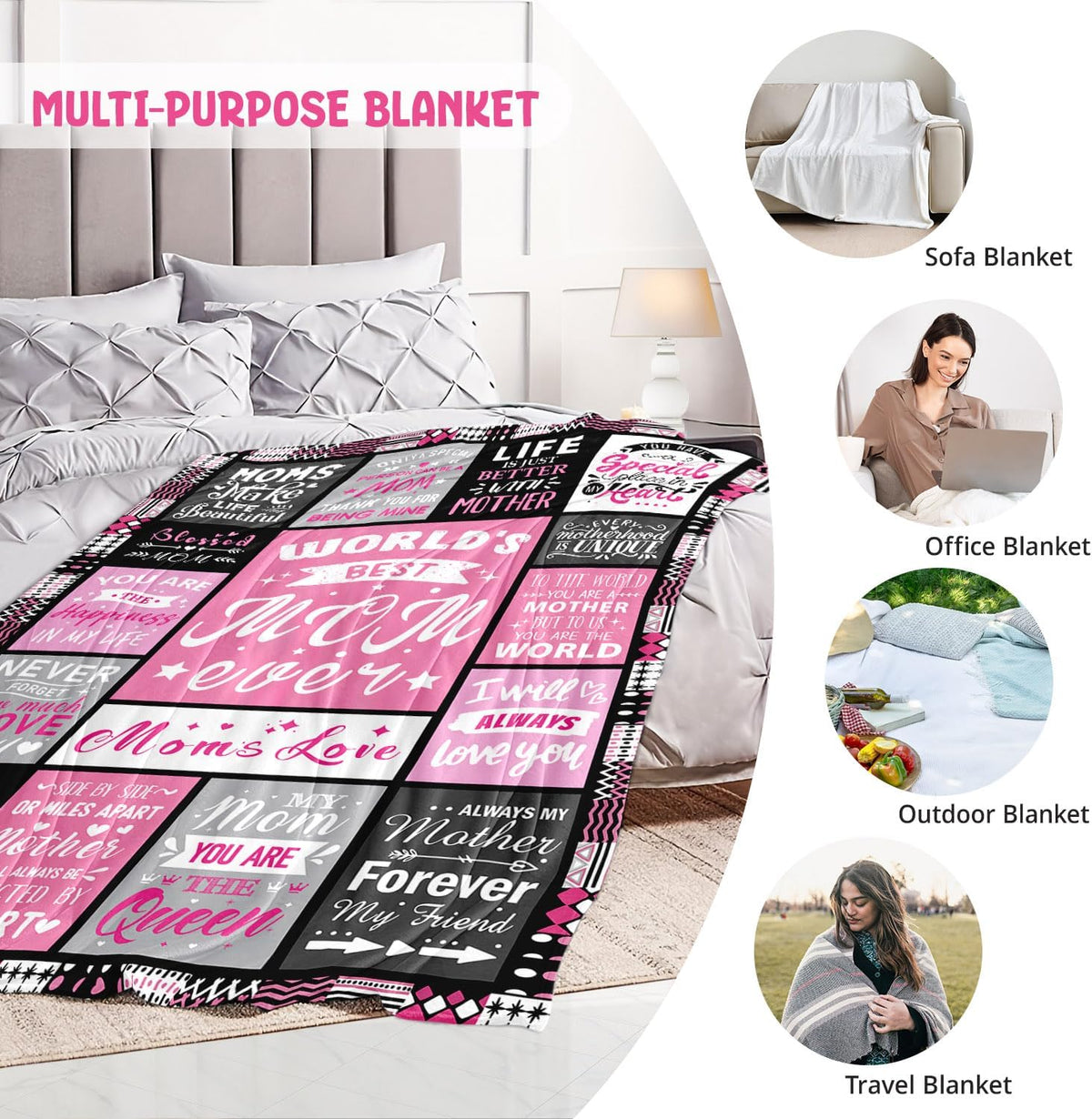Mom Birthday Gifts from Daughter, Best Mom Ever Blanket 50"x60"