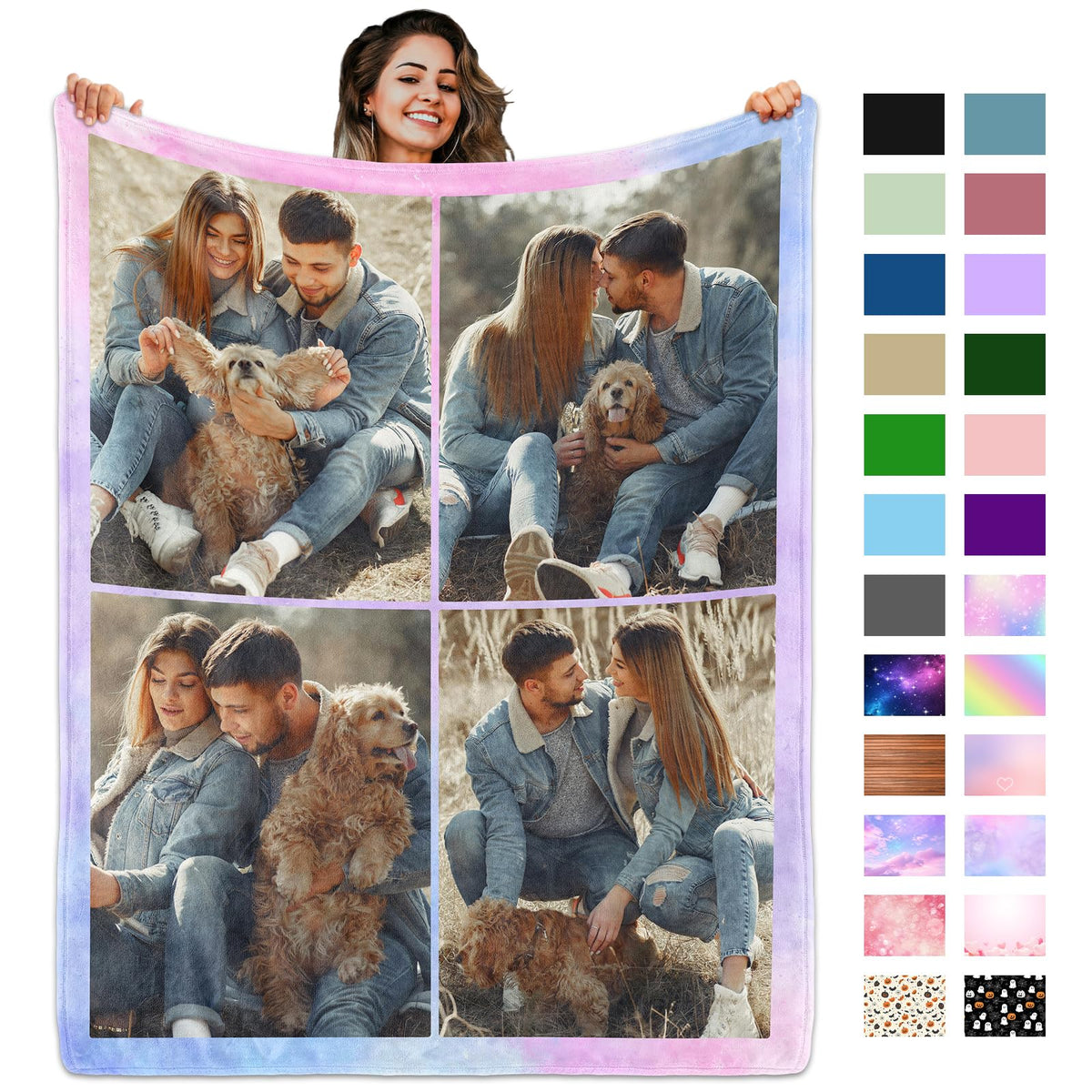 Custom Blanket with Picture Text, Personalized 1 Photo Blanket, HD Printing Customized Flannel Throw Blanket Gifts for Mom Dad Couple Girlfriend Boyfriend Wife Husband