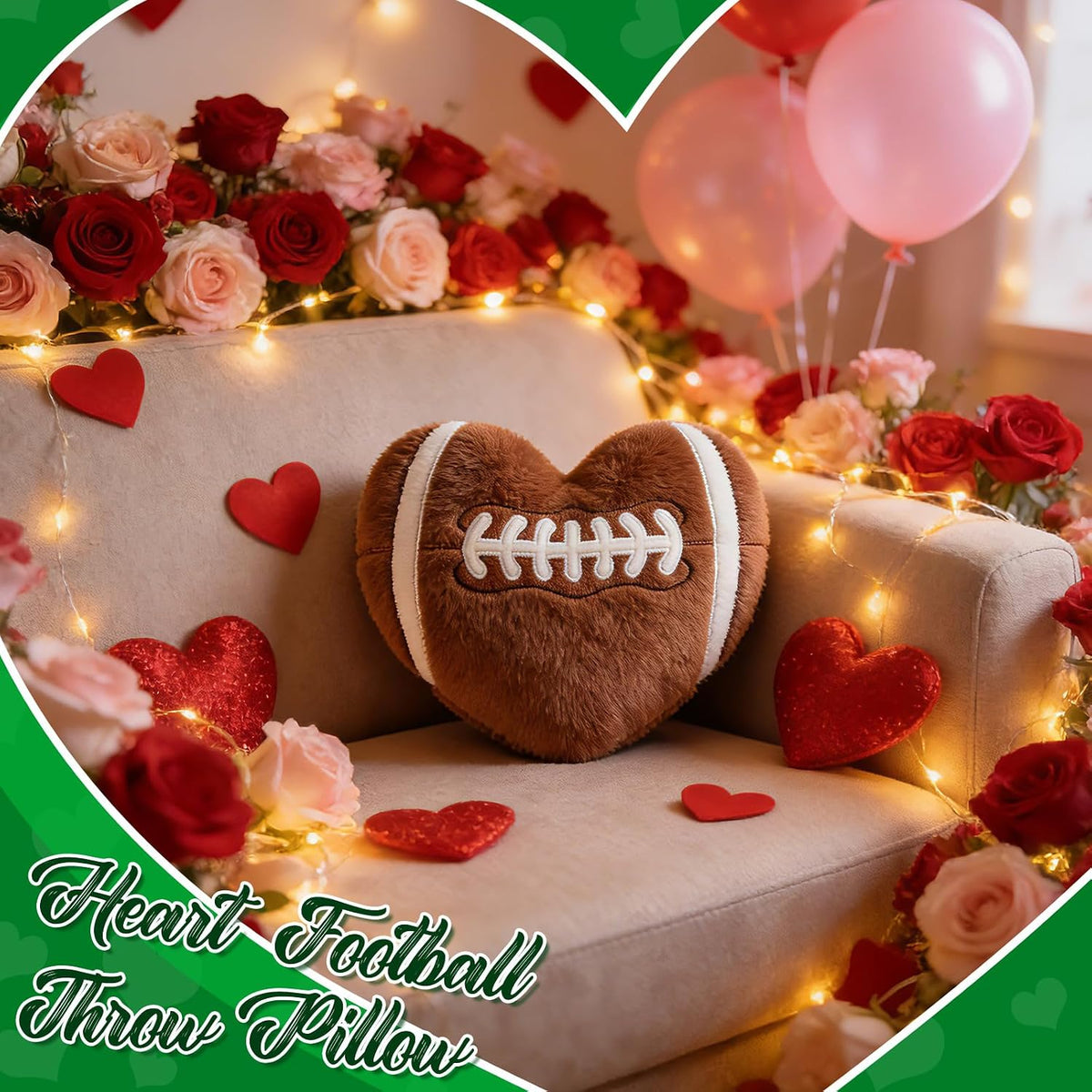 2Pcs 11" Fluffy Football Throw Pillow for Game Day Sofa Car Decor