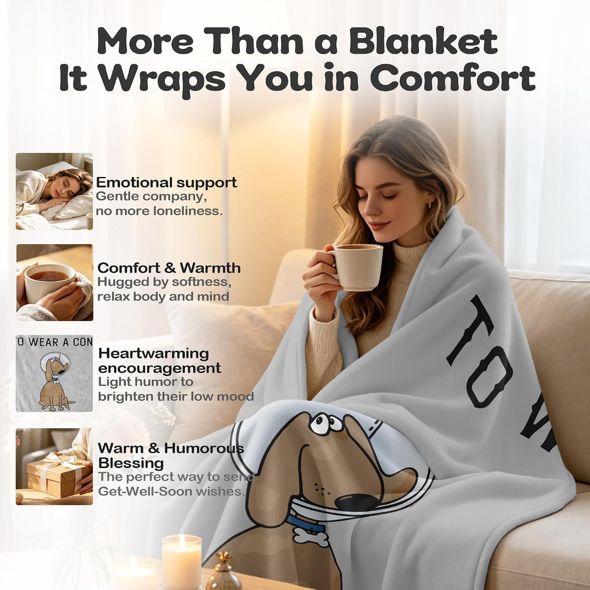 Get Well Gifts for Women/Men After Surgery Gray Blanket 50"x60"