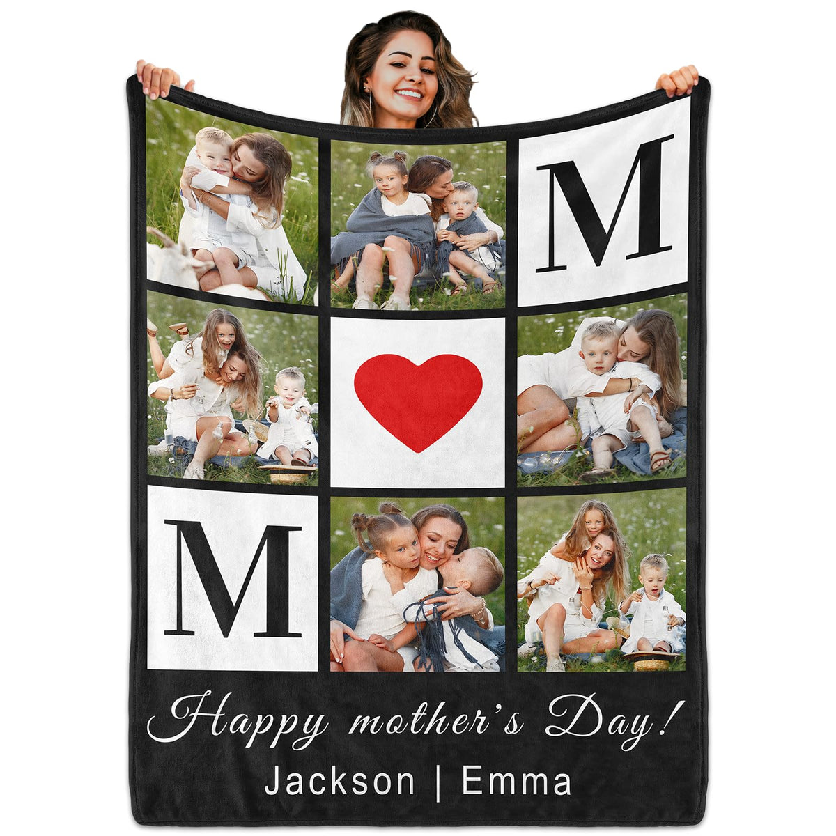 Custom Blanket with Picture Text, Personalized 1 Photo Blanket, HD Printing Customized Flannel Throw Blanket Gifts for Mom Dad Couple Girlfriend Boyfriend Wife Husband