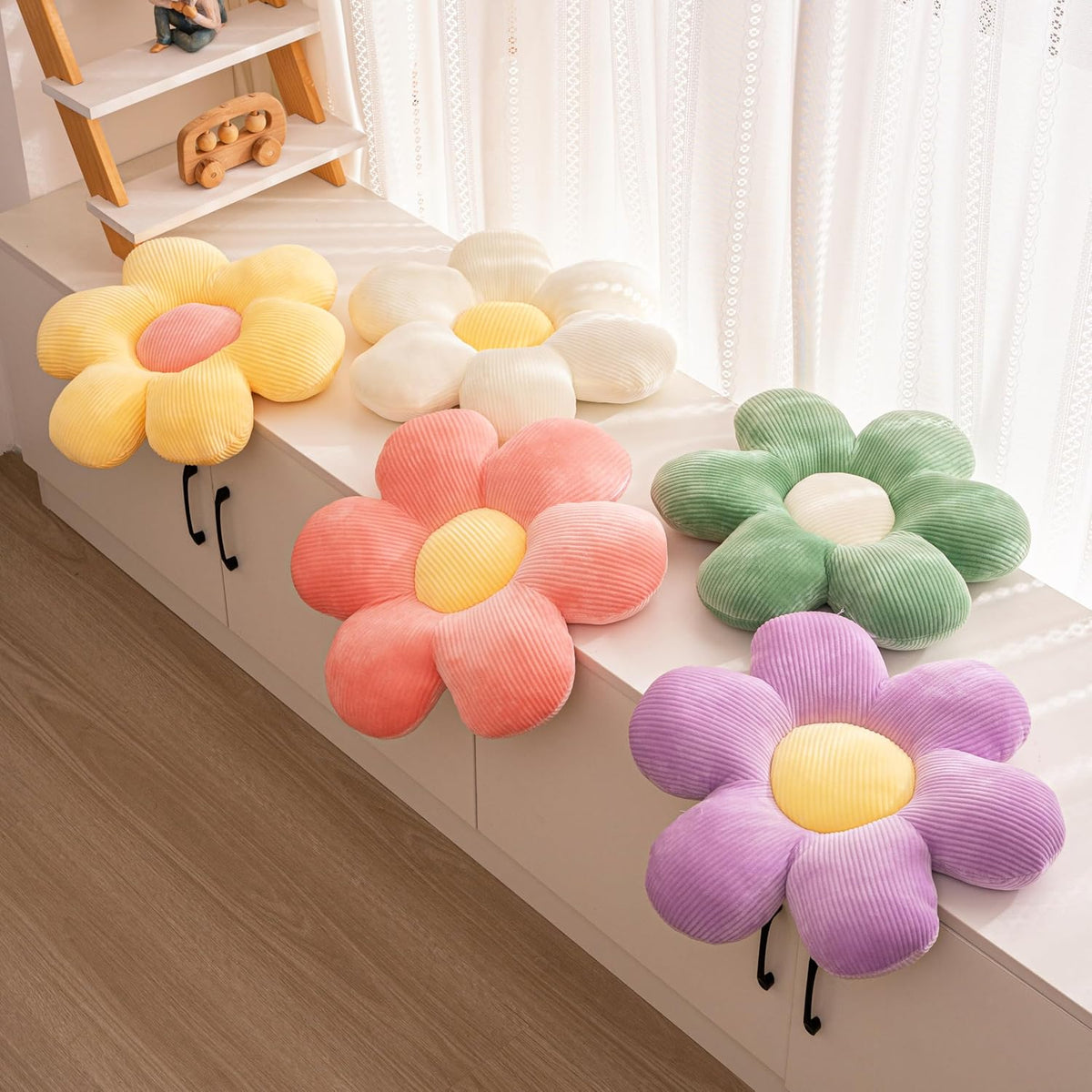 2Pcs Flower Pillows Cute Decorative Throw Pillows, 15.35"