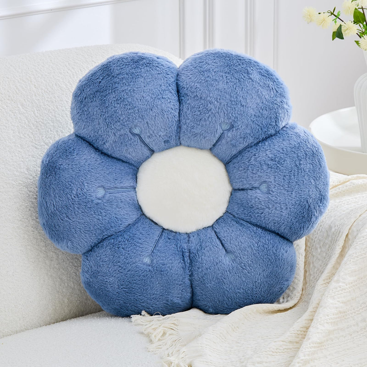 Flower Pillow, Light Pink Flower Decorative Throw Pillows for Bed Couch, Aesthetic Home Decor Cute 14.9" Daisy Floral Shaped Plush Pillow Floor Seat Cushion
