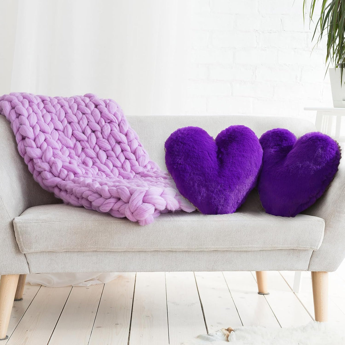Marsui 2 Pcs Heart Pillows, Royal Purple, 11.81 x 11.02 Inch