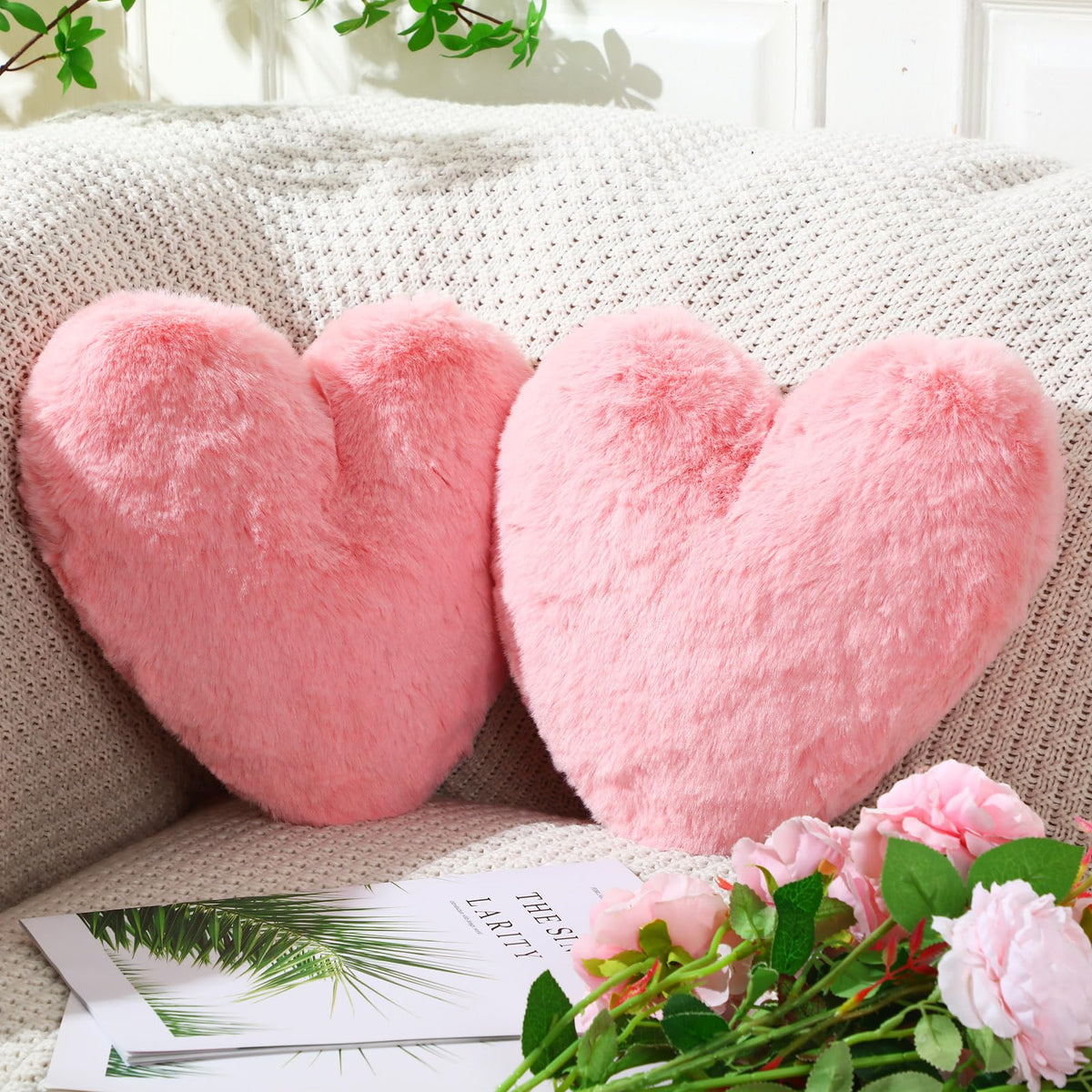 Marsui 2 Pcs Heart Pillows, Royal Purple, 11.81 x 11.02 Inch