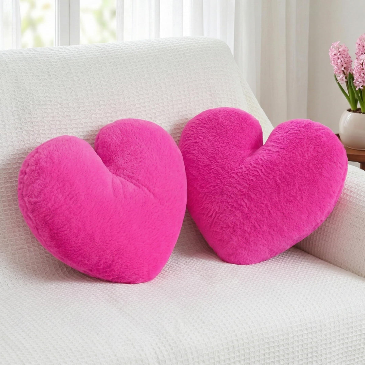 2 Pcs Black Heart Pillow 16" Fluffy Decorative Throw Pillows for Couch Bed