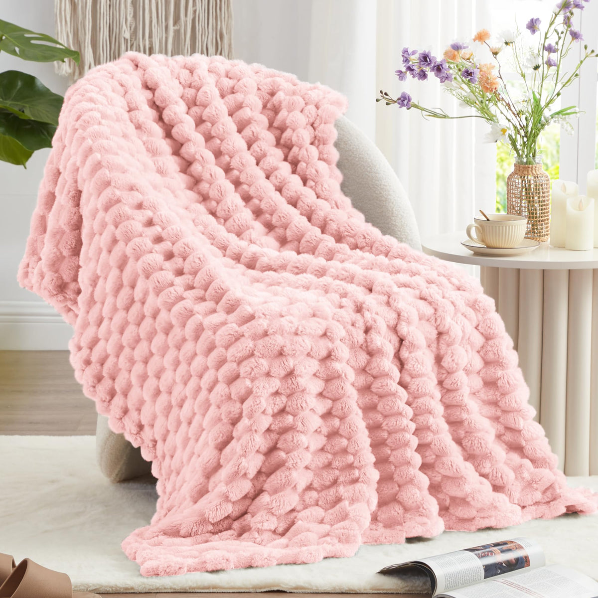 EXQ Home Turtle Shell Throw Blanket Beige for Couch Gentle Soft Fleece