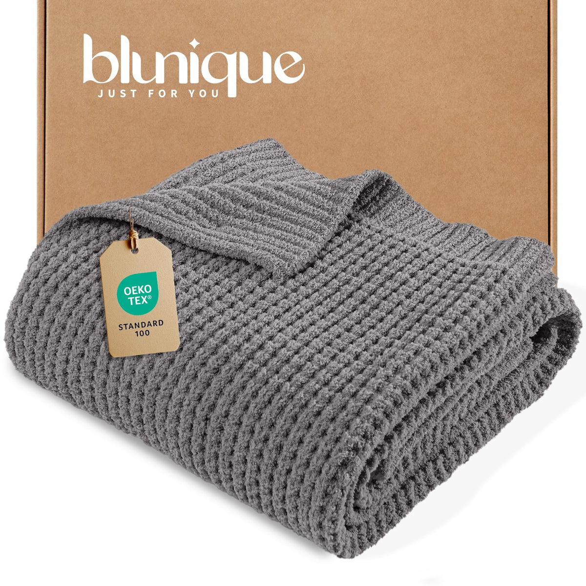Waffle Knit Throw Blanket for Couch, Soft Cozy Chunky Knit Thick Knitted Blanket for Sofa, Bed, Gift for Women Girls Home Decor (Sage, Throw 50"x60")