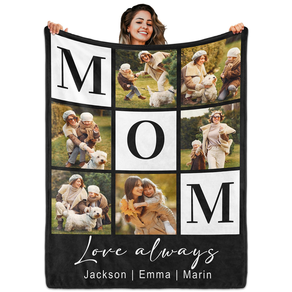 Custom Blanket with Picture Text, Personalized 1 Photo Blanket, HD Printing Customized Flannel Throw Blanket Gifts for Mom Dad Couple Girlfriend Boyfriend Wife Husband