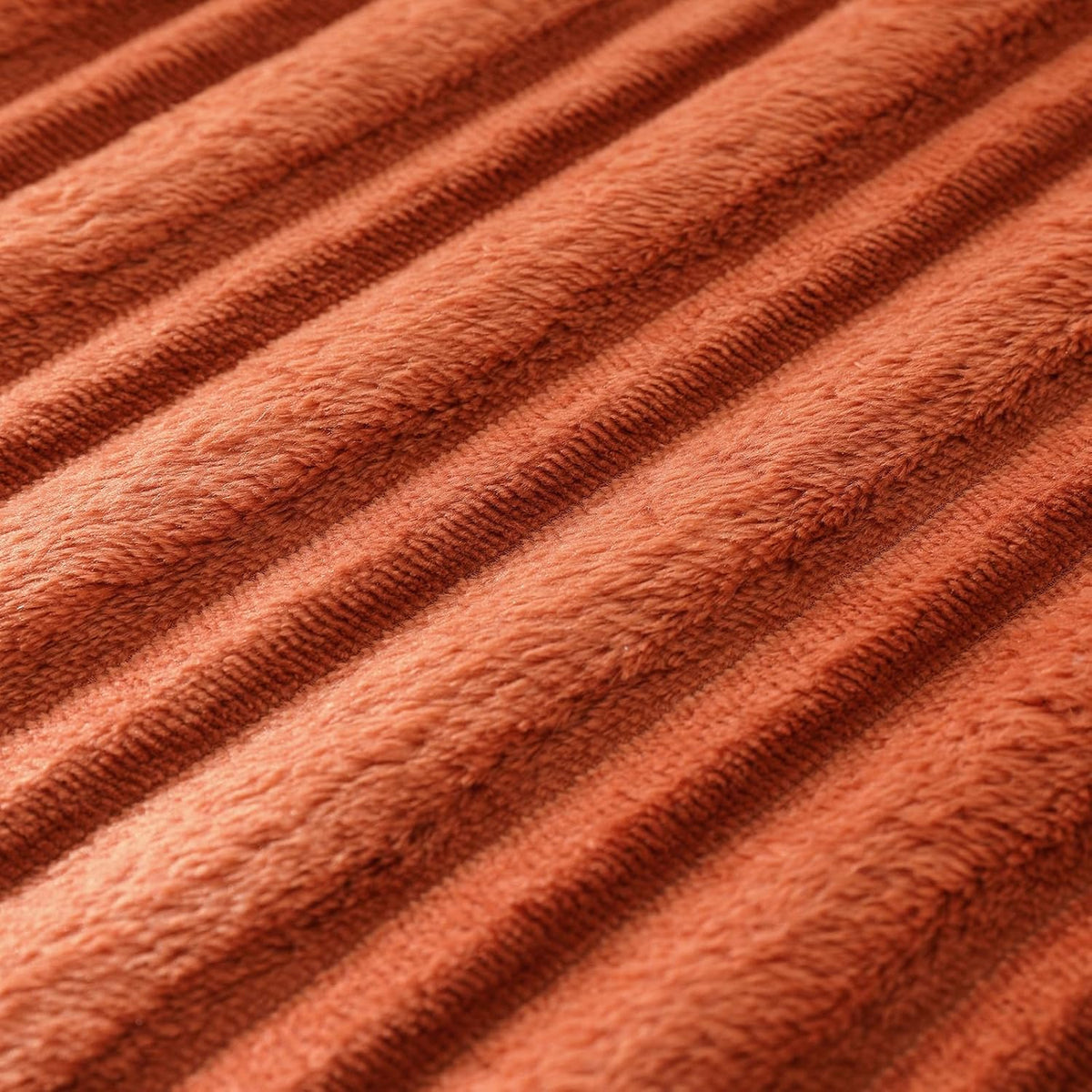 Puncuntex Burnt Orange Soft Throw Blanket 50"×60" for Couch Cozy 3D Striped