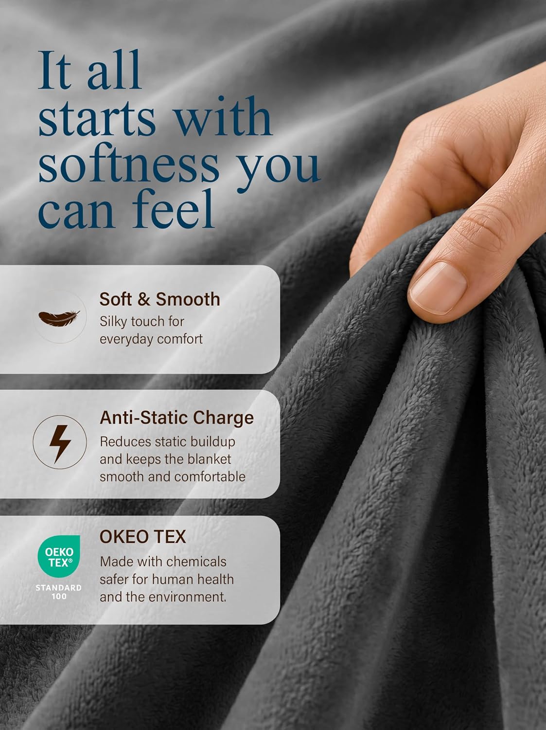 Utopia Bedding Ultra Soft Fleece Bed Blanket Full Size Grey (90x84 Inches)