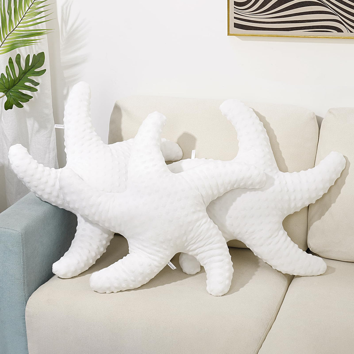 Marble Empire Starfish Pillow for Couch and Bed, Coastal Decor Throw Pillow, Ocean Beach Theme Accent Pillow for Living Room（Aqua）