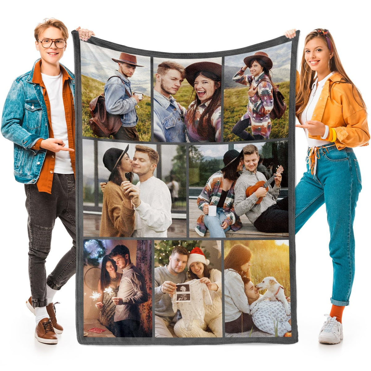 Printwoo Custom Blanket with Picture Customized Thow Blankets Personalized Blanket Customizable Blanket Photo Blankets Customize Gifts for Girlfriend Boyfriend Wife Husband Mom Couple