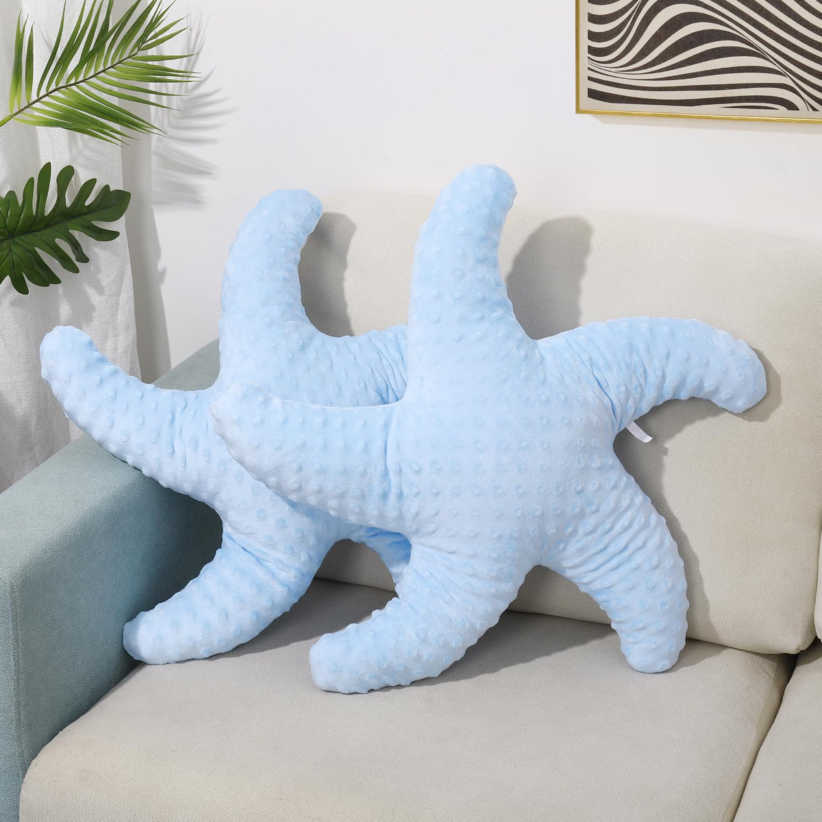 Marble Empire Starfish Pillow for Couch and Bed, Coastal Decor Throw Pillow, Ocean Beach Theme Accent Pillow for Living Room（Aqua）