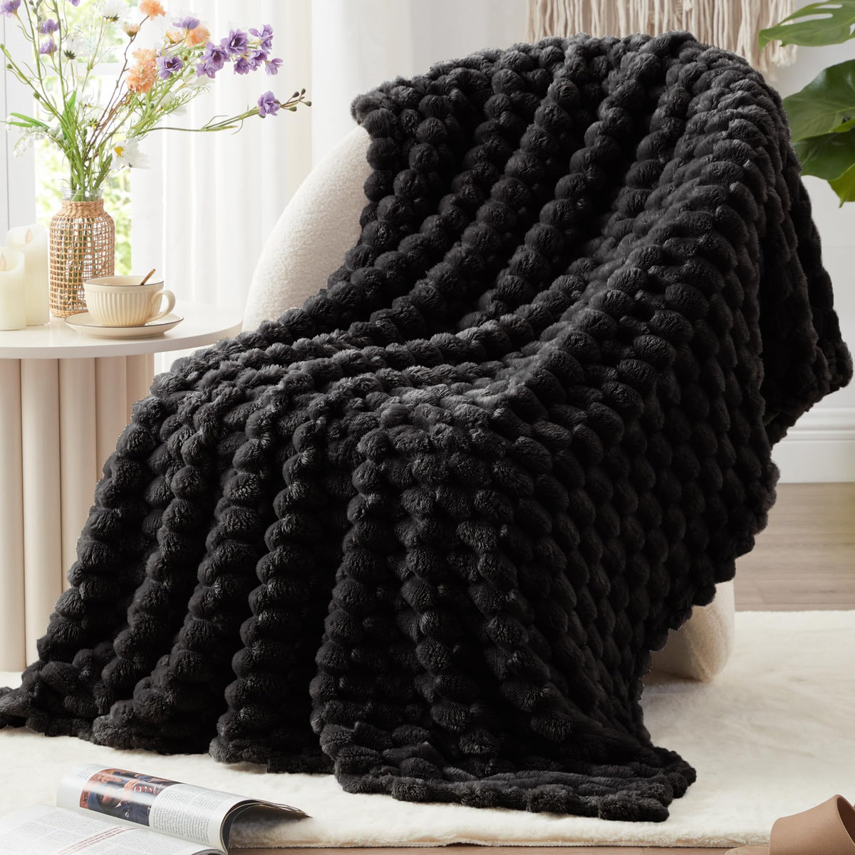 EXQ Home Turtle Shell Throw Blanket Beige for Couch Gentle Soft Fleece