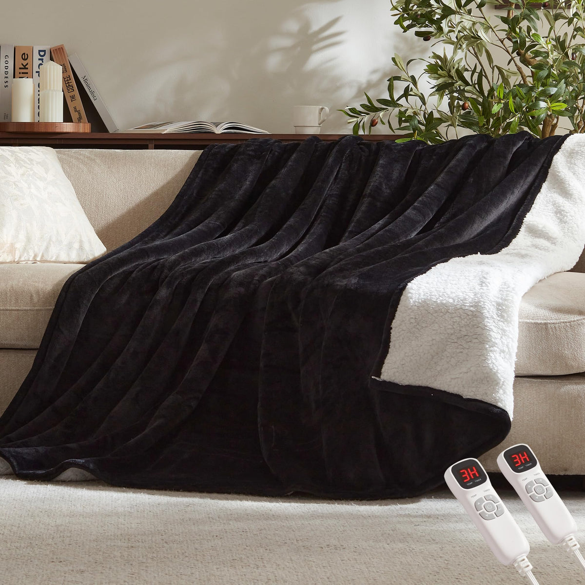 Electric Heated Blanket,50"x60" Heating Throw Flannel London Grey