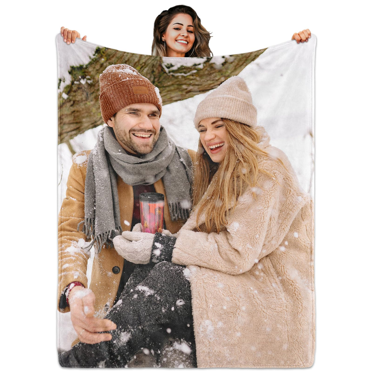 Custom Blanket with Picture Text, Personalized 1 Photo Blanket, HD Printing Customized Flannel Throw Blanket Gifts for Mom Dad Couple Girlfriend Boyfriend Wife Husband