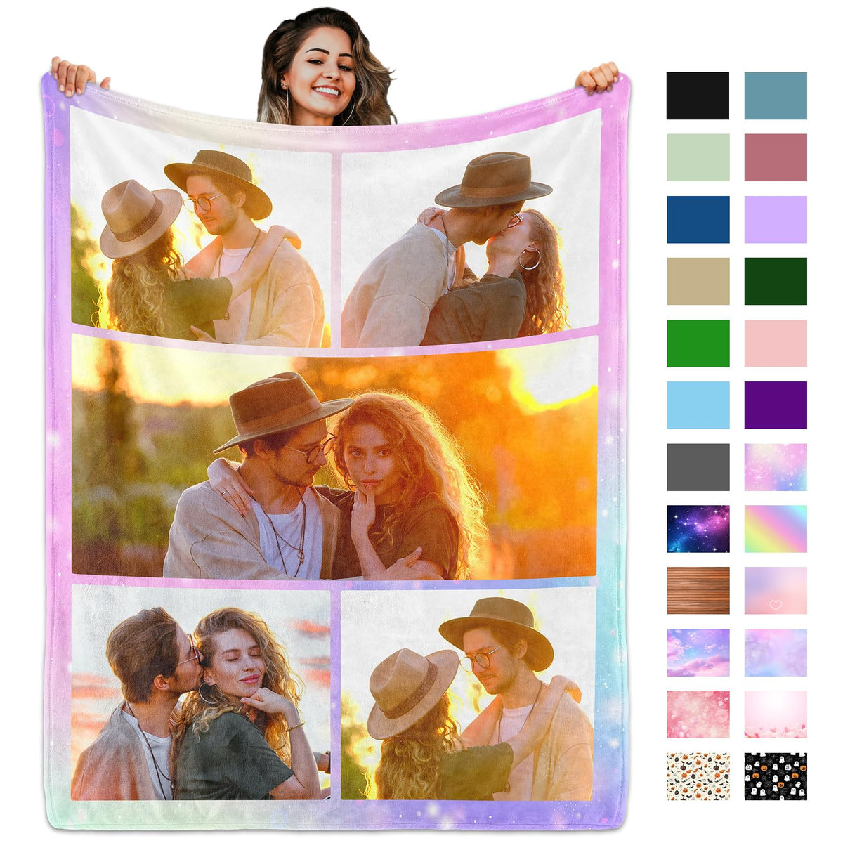 Custom Blanket with Picture Text, Personalized 1 Photo Blanket, HD Printing Customized Flannel Throw Blanket Gifts for Mom Dad Couple Girlfriend Boyfriend Wife Husband