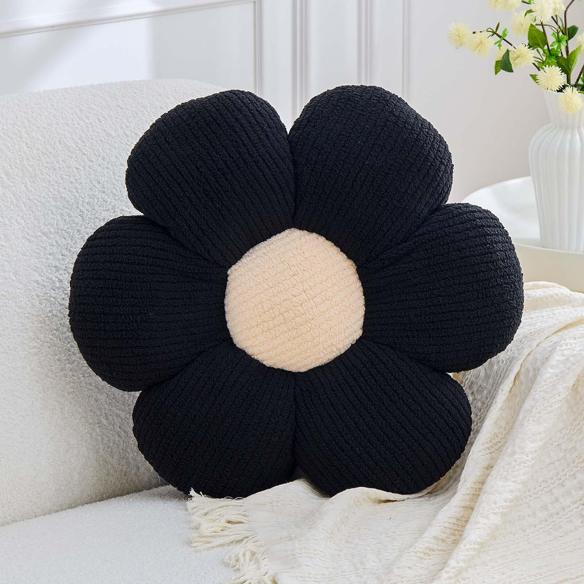 Flower Pillow, Light Pink Flower Decorative Throw Pillows for Bed Couch, Aesthetic Home Decor Cute 14.9" Daisy Floral Shaped Plush Pillow Floor Seat Cushion