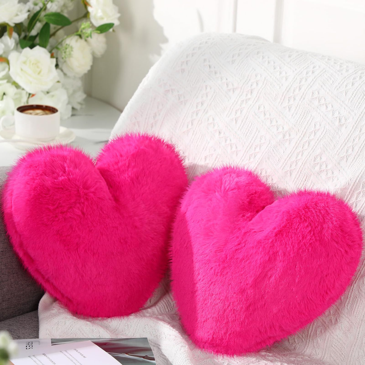 Marsui 2 Pcs Heart Pillows, Royal Purple, 11.81 x 11.02 Inch