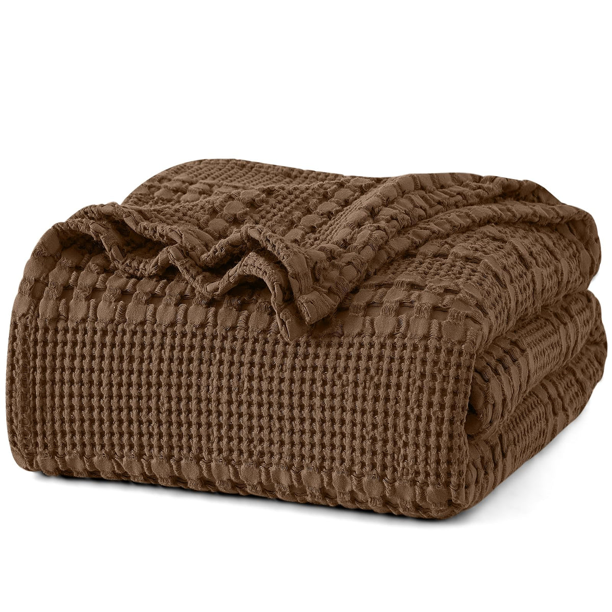 PHF Lightweight 100% Cotton Waffle Throw Blanket for Couch, Light Taupe