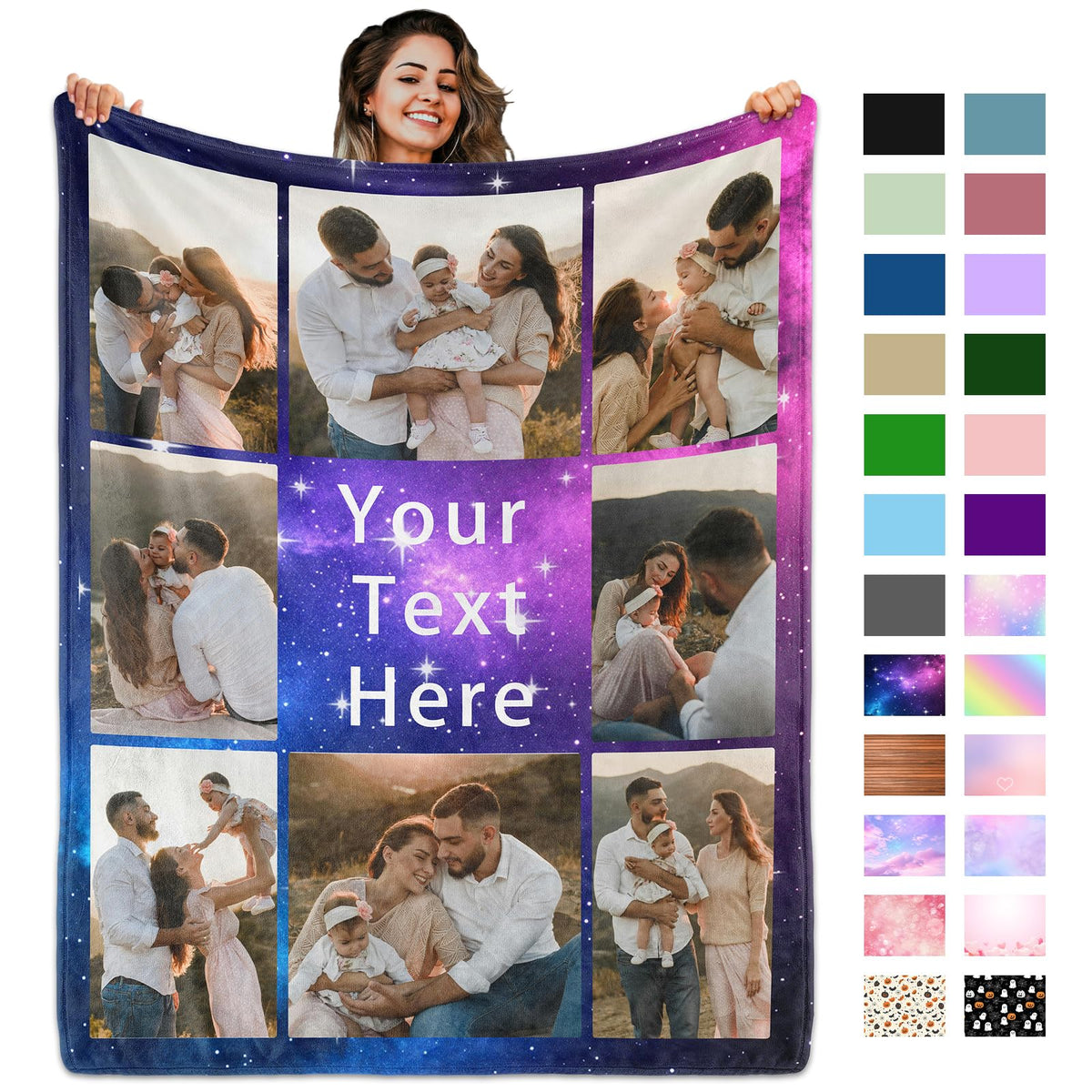 Custom Blanket with Picture Text, Personalized 1 Photo Blanket, HD Printing Customized Flannel Throw Blanket Gifts for Mom Dad Couple Girlfriend Boyfriend Wife Husband