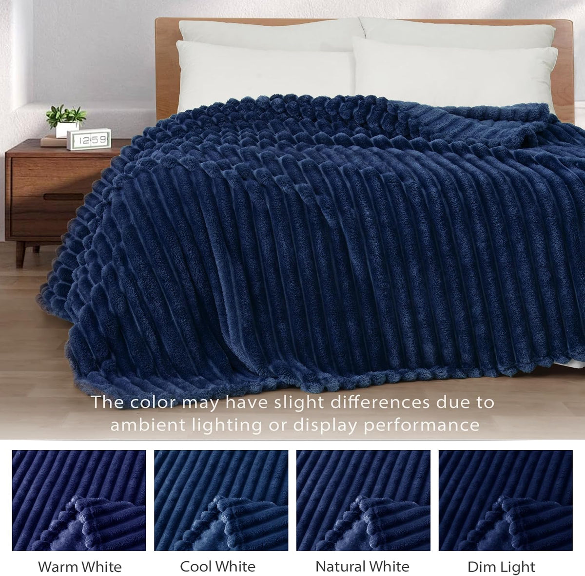 Exclusivo Mezcla Striped Fleece Throw Blanket for Couch, Sofa, Bed, 50"x60"