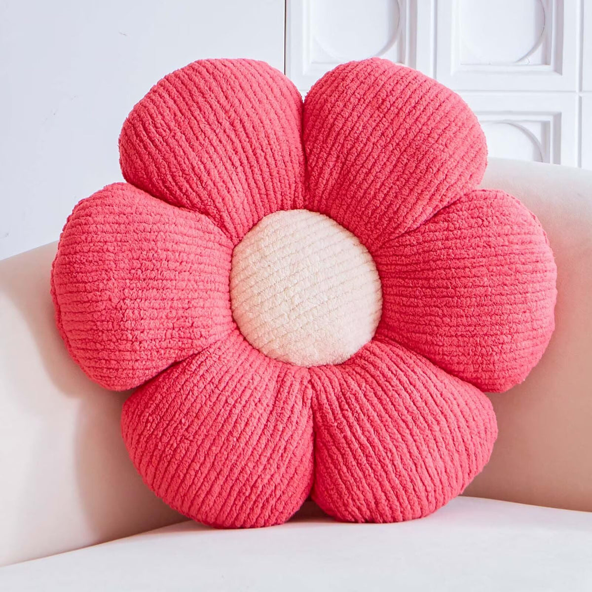 Flower Pillow, Light Pink Flower Decorative Throw Pillows for Bed Couch, Aesthetic Home Decor Cute 14.9" Daisy Floral Shaped Plush Pillow Floor Seat Cushion
