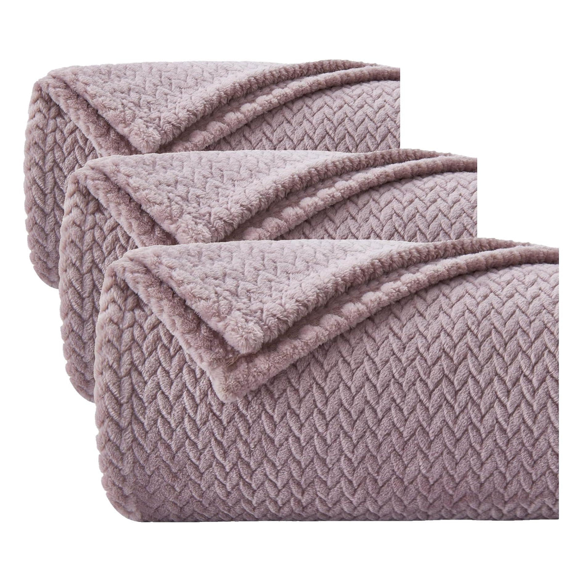 NEWCOSPLAY Fleece Leaves Pattern Throw Blanket, Light Purple, 50"x60"