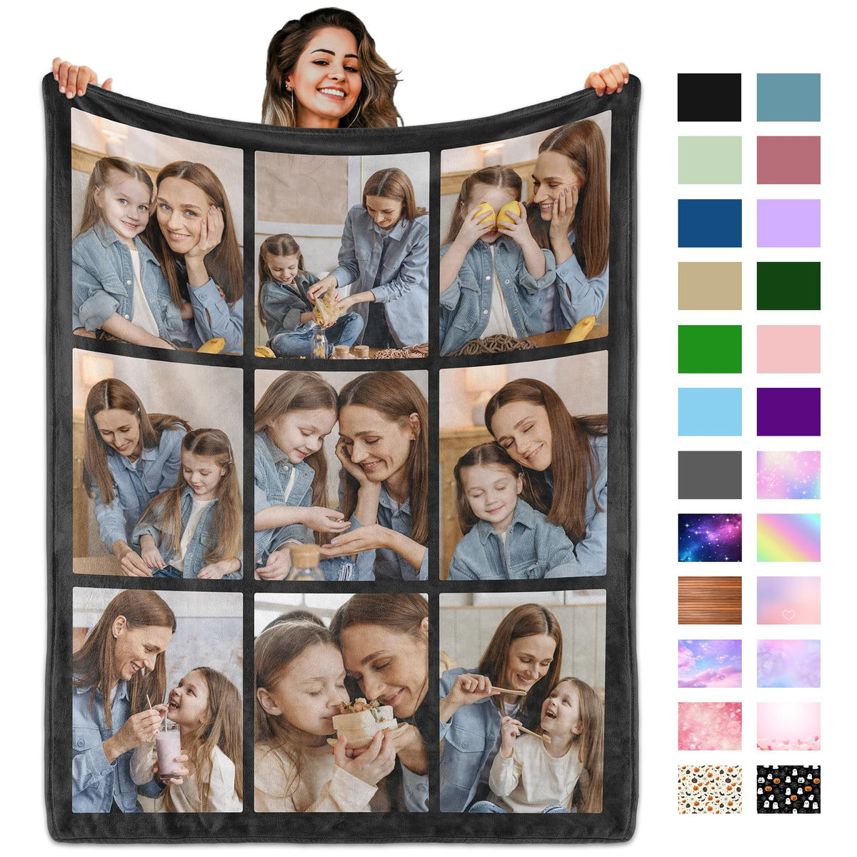 Custom Blanket with Picture Text, Personalized 1 Photo Blanket, HD Printing Customized Flannel Throw Blanket Gifts for Mom Dad Couple Girlfriend Boyfriend Wife Husband