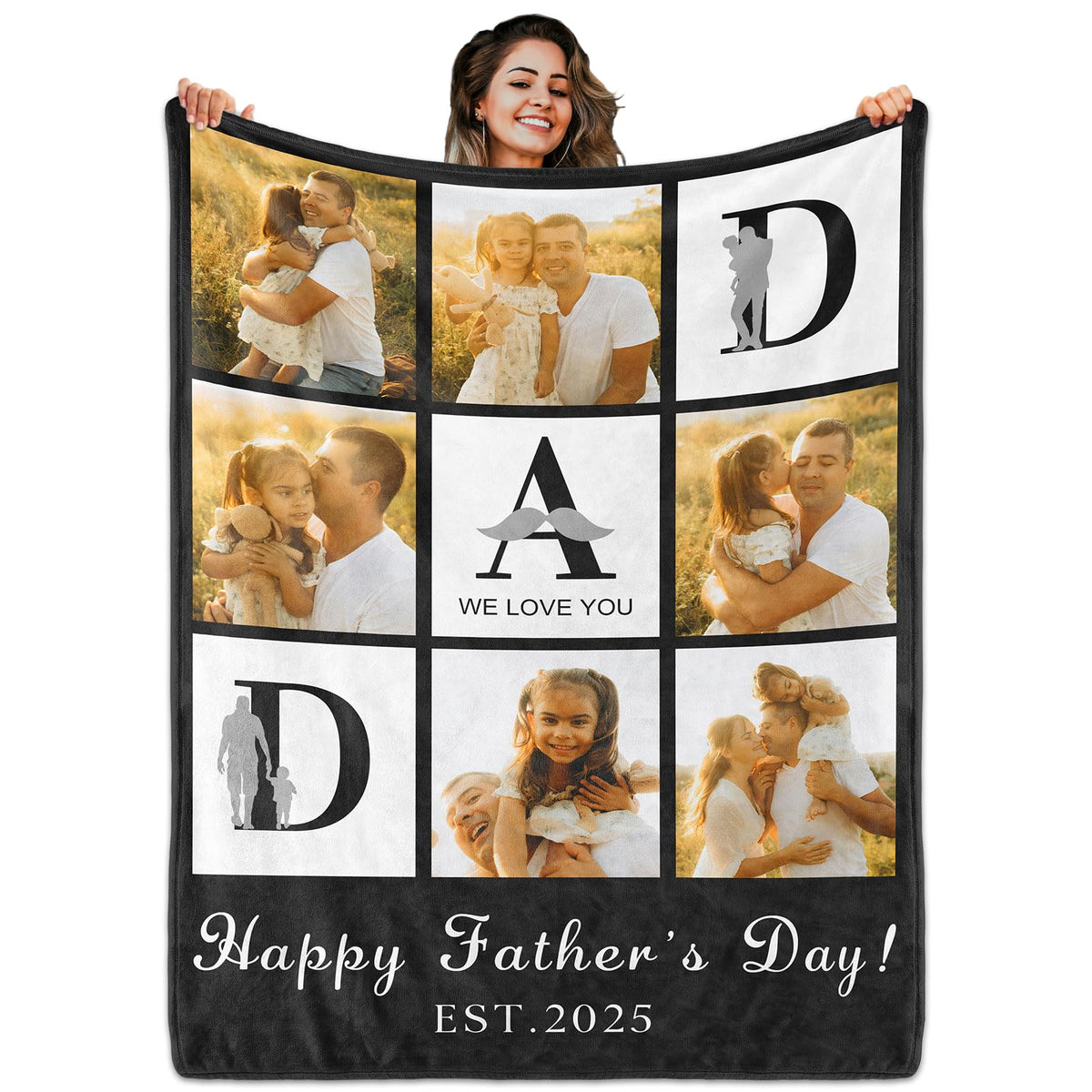 Custom Blanket with Picture Text, Personalized 1 Photo Blanket, HD Printing Customized Flannel Throw Blanket Gifts for Mom Dad Couple Girlfriend Boyfriend Wife Husband