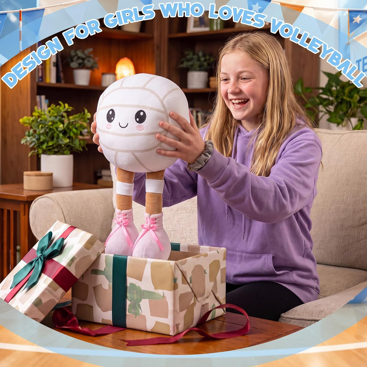 Qunclay Cute Volleyball Plush Pillow Volleyball Gift for Girls
