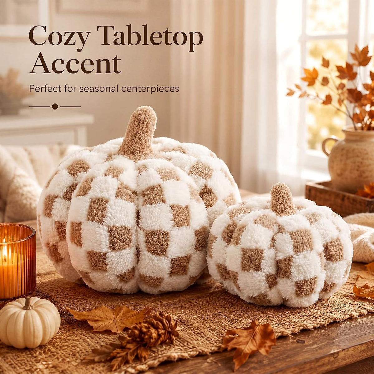 2 Pcs Fall Pumpkin Throw Pillows 11" and 7.9", Decorative Pumpkin Pillows