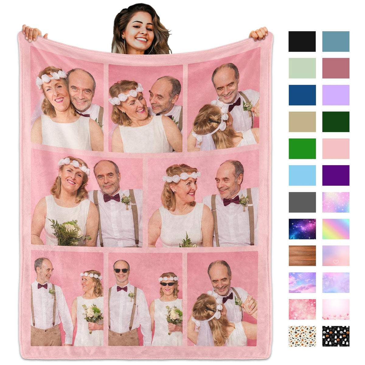 Custom Blanket with Picture Text, Personalized 1 Photo Blanket, HD Printing Customized Flannel Throw Blanket Gifts for Mom Dad Couple Girlfriend Boyfriend Wife Husband