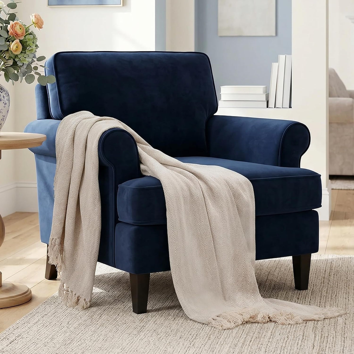 Americanflat 50x60 Throw Blanket - Soft and Breathable Cotton Throw Blanket for Couch, Bed, Chair - Decorative Blankets Perfect for Home, Office, or Outdoor Use - Cream Herringbone Design
