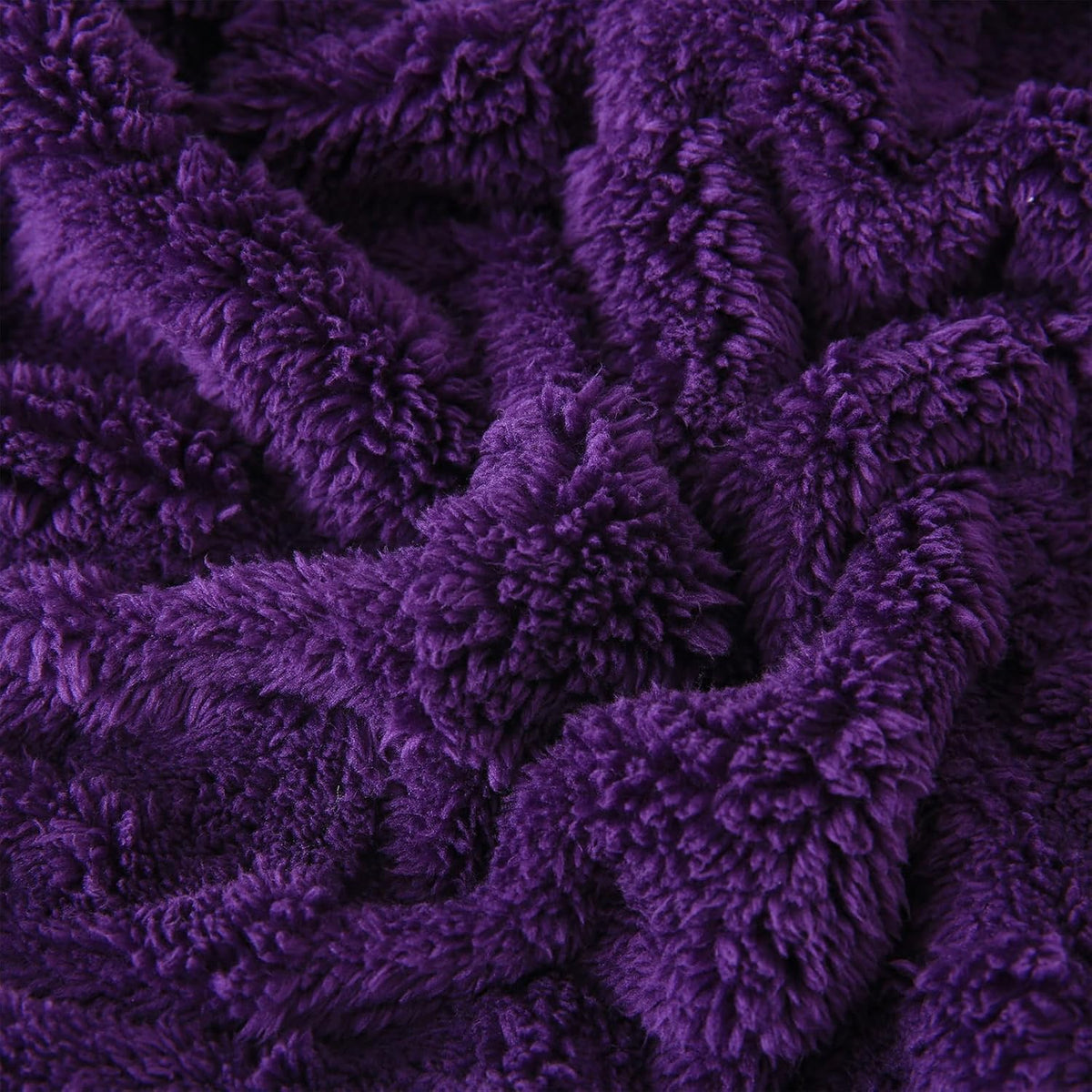 Deep Purple Fleece Throw Blanket 50”×60”Checkered Design for Couch