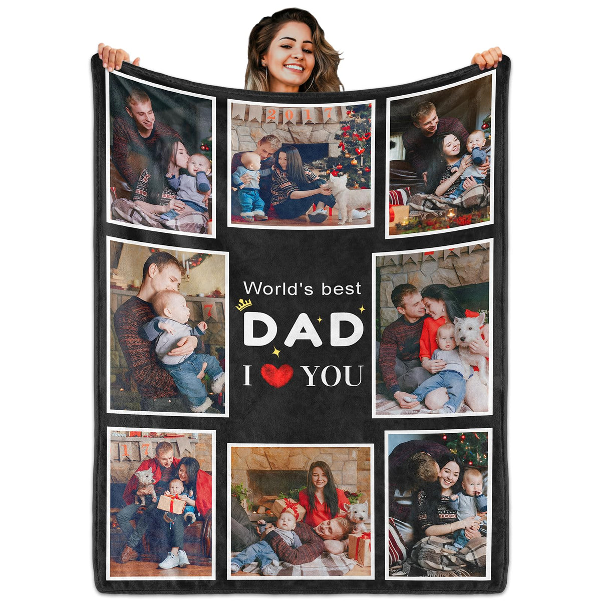 Custom Blanket with Picture Text, Personalized 1 Photo Blanket, HD Printing Customized Flannel Throw Blanket Gifts for Mom Dad Couple Girlfriend Boyfriend Wife Husband