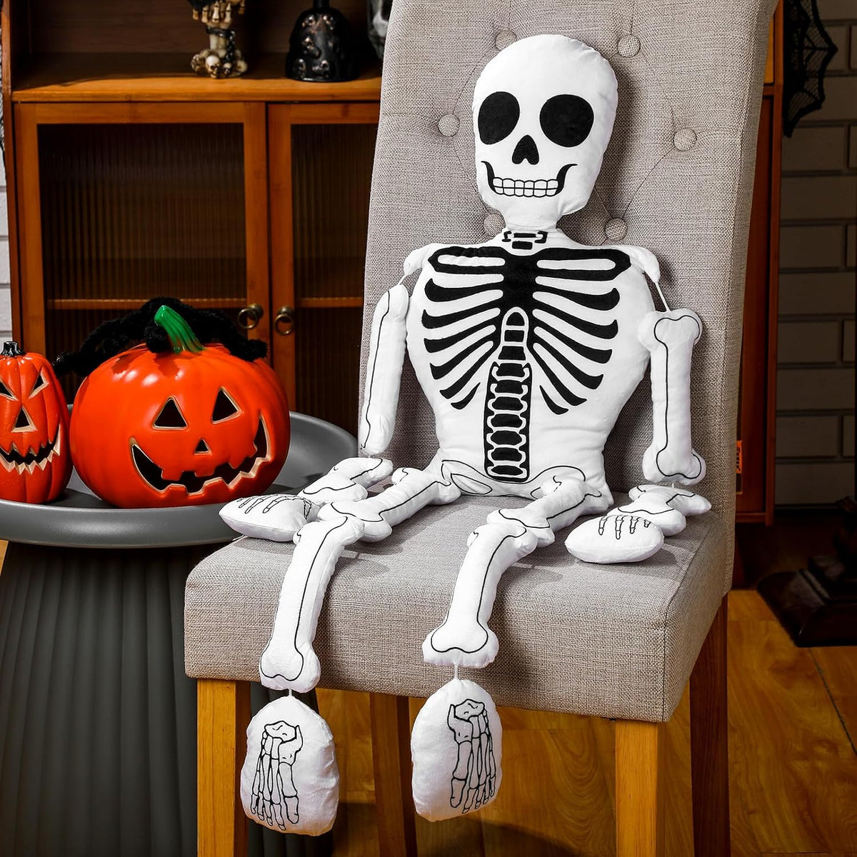 Wonderjune 41 Inch Halloween Skeleton Pillows Plush Stuffed Skull Pillow