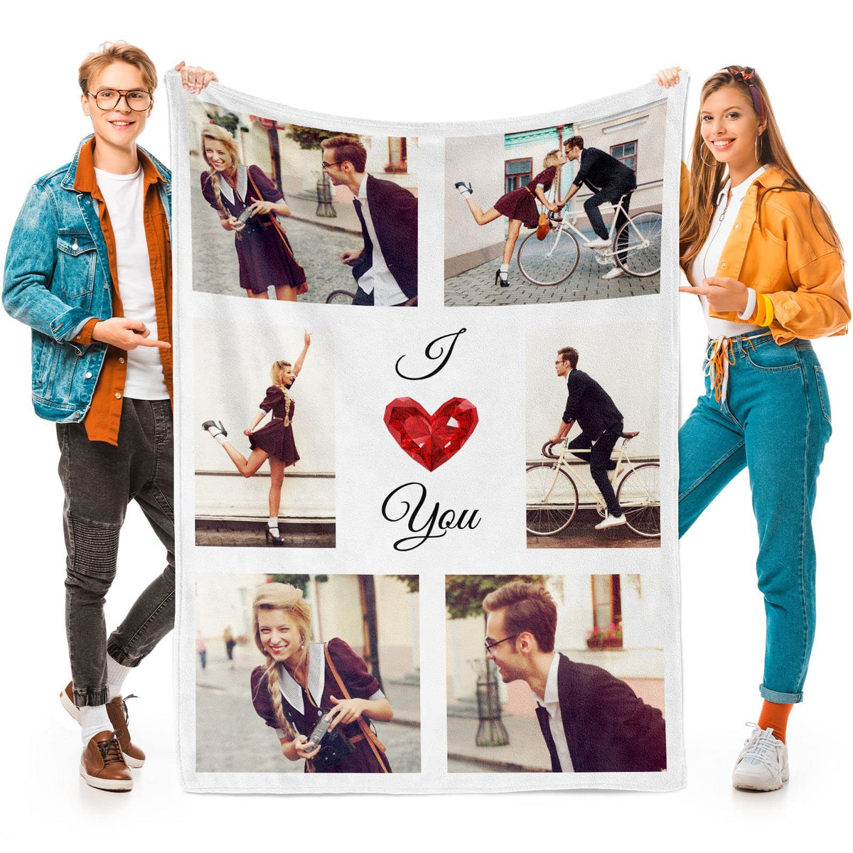 Printwoo Custom Blanket with Picture Customized Thow Blankets Personalized Blanket Customizable Blanket Photo Blankets Customize Gifts for Girlfriend Boyfriend Wife Husband Mom Couple