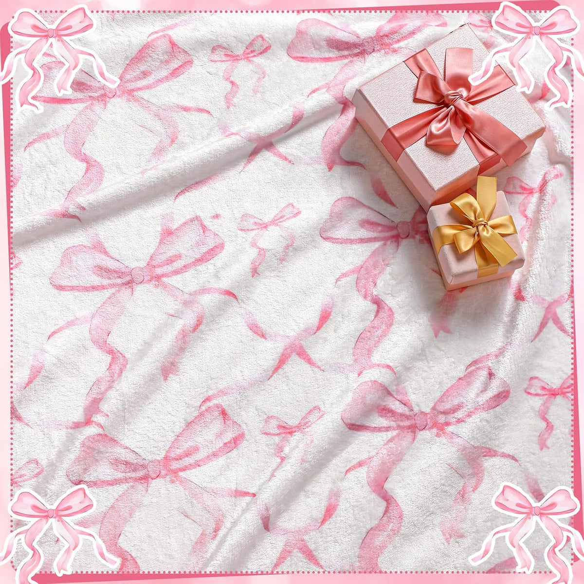 Buryeah Pink Bow Throw Blanket 50"x60" Soft Flannel for Girls Women