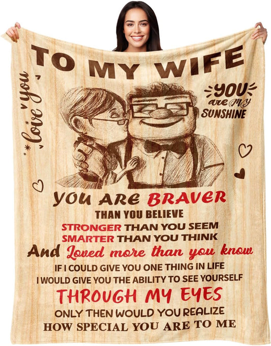 Anniversary Romantic Gifts for Women, To My Wife Blanket from Husband