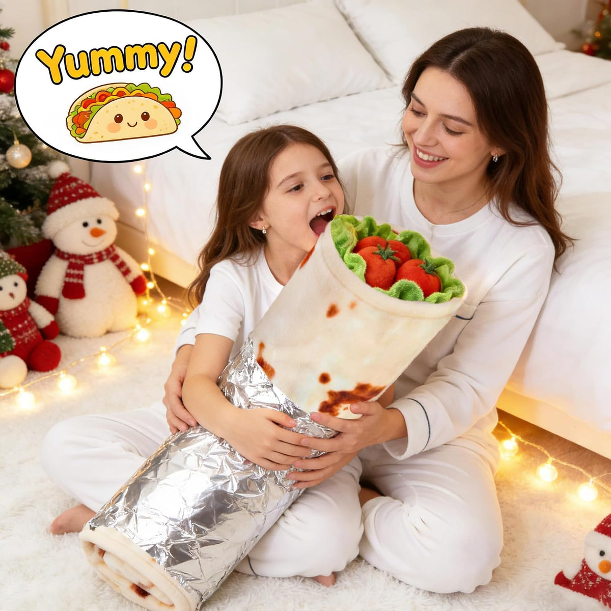 SeaRoomy Burrito Tortilla Blanket, Funny Food Throw Blanket, Round 47inches